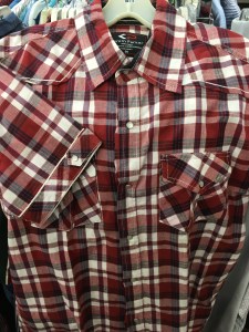 Red striped snap button shirt