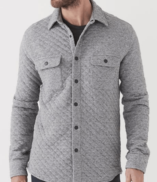 Snap Button Shirt of the Day: Faherty - Quilted Snap Shirt Jacket - Grey Feeder Stripe