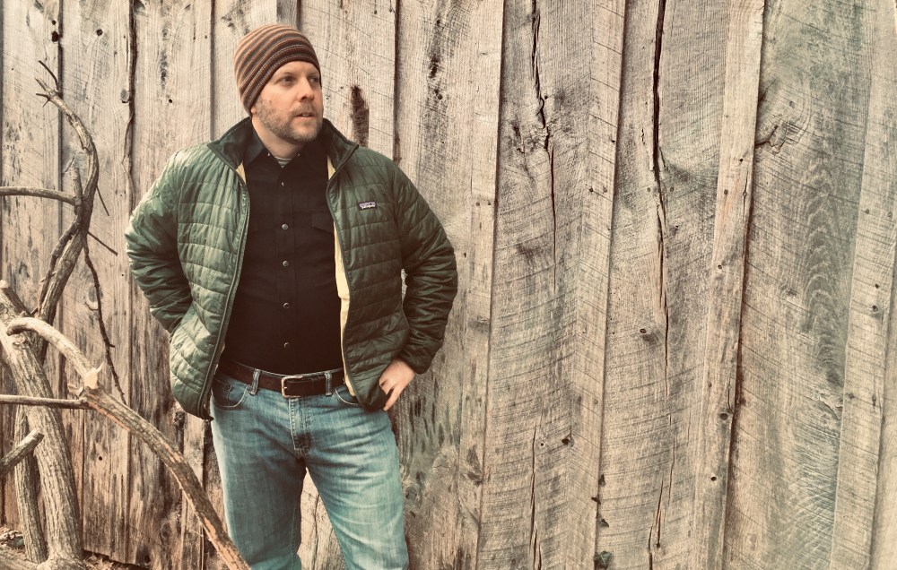 Snap Button Shirt Guy wearing Ramblers Way Wool Western Gabardine Shirt